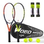 Pro Tennis Racket for Adults, 2 Player 27 inch Speed Tennis Racquet Acceptable for Beginner and Professional with 3 Tennis Balls, 2 Vibration Dampes, 2 Overgrips, Tennis Bag