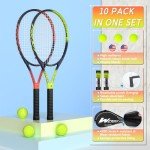 Pro Tennis Racket for Adults, 2 Player 27 inch Speed Tennis Racquet Acceptable for Beginner and Professional with 3 Tennis Balls, 2 Vibration Dampes, 2 Overgrips, Tennis Bag