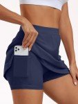 AUTOMET Women's Mini Tennis Skirt 2025 Athletic Workout Cute Golf Skorts with Pockets Trendy Summer Beach Vacation Clothes NavyBlue M
