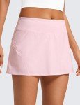 CRZ YOGA Women's Quick Dry Pleated Tennis Skirts Mid Waisted Cute Athletic Workout Running Sports Golf Skorts Volleyball Strawberry Pink Medium