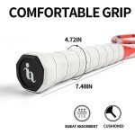 Tennis Rackets for Adults, Pre-Strung 27 Inch Tennis Racquets, Lightweight Tennis Racket Set-2 Player Tennis Racket Set with 3 Balls,2 Grips, 2 Vibration Dampers- Grey and Red