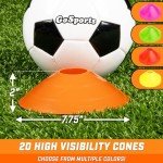 GoSports Premium Sports Cones for Agility Training and Drills - 20 Pack with Tote - Orange