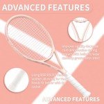 MBFISH Tennis Racket - Super Value Set with Pre-Strung, Comfortable Handle, 27'' Tennis Racquet for Adults, Includes 3 Tennis Balls, 2 Overgrips and 1 Tennis Bag Coral Pink