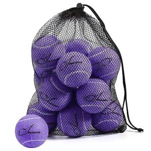 Insum 12-Pack Advanced Training Tennis Balls for Beginner Practice, Pet Dog Tennis Balls with Mesh Bag for Easy Carry