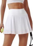 Willit Womens Pleated Tennis Skirts with Shorts Athletic Golf Skorts High Waisted Lightweight Zipper Pockets White Small