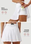 Willit Womens Pleated Tennis Skirts with Shorts Athletic Golf Skorts High Waisted Lightweight Zipper Pockets White Small