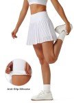 Willit Womens Pleated Tennis Skirts with Shorts Athletic Golf Skorts High Waisted Lightweight Zipper Pockets White Small