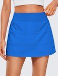 CRZ YOGA Womens High Waisted Tennis Skirts with 3 Pockets Golf A Line Lightweight Cute Athletic Casual Skorts Sparkle Blue Medium