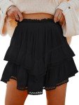 LILLUSORY Womens Skorts Summer Casual Boho Flowy Shorts High Waist Mini Skirts Ruffle Tiered Golf Tennis Y2K Clothes Black M