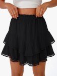 LILLUSORY Womens Skorts Summer Casual Boho Flowy Shorts High Waist Mini Skirts Ruffle Tiered Golf Tennis Y2K Clothes Black M