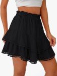 LILLUSORY Womens Skorts Summer Casual Boho Flowy Shorts High Waist Mini Skirts Ruffle Tiered Golf Tennis Y2K Clothes Black M