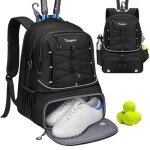 Taygeer Tennis Bag, Tennis Backpack Bags for Women Men 2 Rackets with Ventilated Shoe Compartment, Sport Backpack for Pickleball Paddle, and Other Racquet Accessories, Black