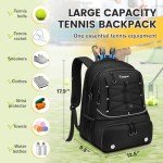 Taygeer Tennis Bag, Tennis Backpack Bags for Women Men 2 Rackets with Ventilated Shoe Compartment, Sport Backpack for Pickleball Paddle, and Other Racquet Accessories, Black