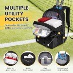 Taygeer Tennis Bag, Tennis Backpack Bags for Women Men 2 Rackets with Ventilated Shoe Compartment, Sport Backpack for Pickleball Paddle, and Other Racquet Accessories, Black