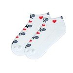K. Bell Womens Fun Sport & Drink Low Cut - 1 Pairs Cool Cute Novelty No Show Gifts Casual Sock, Love Tennis (White), 4-10 US