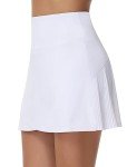 THE GYM PEOPLE Women's High Waisted Tennis Skirts Crossover Hemline Back Pleated Golf Skorts with Inner Shorts White
