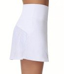 THE GYM PEOPLE Women's High Waisted Tennis Skirts Crossover Hemline Back Pleated Golf Skorts with Inner Shorts White