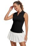 MathCat Women's Sleeveless Golf Shirts UPF 50+ Quickly Dry Tennis Polo Lightweight Sports Athletic Tank Tops Black