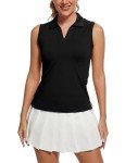 MathCat Women's Sleeveless Golf Shirts UPF 50+ Quickly Dry Tennis Polo Lightweight Sports Athletic Tank Tops Black