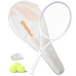 MBFISH Tennis Racket - Super Value Set with Pre-Strung, Comfortable Handle, 27'' Tennis Racquet for Adults, Natural Series Includes 3 Tennis Balls, 2 Overgrips and 1 Tennis Bag Misty Purple 1Pes