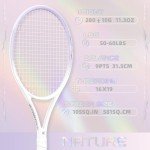 MBFISH Tennis Racket - Super Value Set with Pre-Strung, Comfortable Handle, 27'' Tennis Racquet for Adults, Natural Series Includes 3 Tennis Balls, 2 Overgrips and 1 Tennis Bag Misty Purple 1Pes