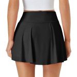DLOODA Womens Tennis Skirt with Pockets Shorts Crossover High Waisted Athletic Skorts Skirts for Golf Running Workout (Black M)