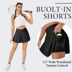 DLOODA Womens Tennis Skirt with Pockets Shorts Crossover High Waisted Athletic Skorts Skirts for Golf Running Workout (Black M)