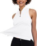Womens Golf Shirt Sleeveless Golf Shirts for Woman Cute Collared Ladies Golf Clothes Tennis Racerback Tank Tops Dry Fit Apparel Golf Outfits Moisture Wicking Quick Dry White M