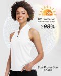 Womens Golf Shirt Sleeveless Golf Shirts for Woman Cute Collared Ladies Golf Clothes Tennis Racerback Tank Tops Dry Fit Apparel Golf Outfits Moisture Wicking Quick Dry White M