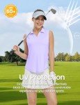TBMPOY Womens Golf Shirts Sleeveless Collared Tank Top Polor UPF 50+ Quick Dry Tennis V-Neck Ladies Sports Light Purple M