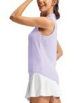 TBMPOY Womens Golf Shirts Sleeveless Collared Tank Top Polor UPF 50+ Quick Dry Tennis V-Neck Ladies Sports Light Purple M