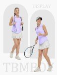 TBMPOY Womens Golf Shirts Sleeveless Collared Tank Top Polor UPF 50+ Quick Dry Tennis V-Neck Ladies Sports Light Purple M