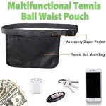 TOBWOLF Adjustable Tennis Ball Band Holder, Pickleball Hip Pouch, Mesh Waist Bag Pouch Carrier, Fanny Pack Holding 8-10 Tennis or Pickleball, Cycling, Golf
