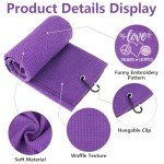 DAVAXI 6 Pcs Tennis Towels - Soft Embroidered Prints with Carabiner Clip - Fun Gift for Women, Men, Team Sports