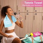DAVAXI 6 Pcs Tennis Towels - Soft Embroidered Prints with Carabiner Clip - Fun Gift for Women, Men, Team Sports