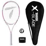 Teloon Recreational Adult Tennis Rackets-27 inch Tennis Racquet for Men and Women College Students Beginner Tennis Racket. (V9-Pink and White)