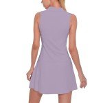 M MOTEEPI Womens Tennis Dress with Shorts Sleeveless V Neck Athletic Golf Dress with Pockets Purple Medium