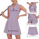 M MOTEEPI Womens Tennis Dress with Shorts Sleeveless V Neck Athletic Golf Dress with Pockets Purple Medium