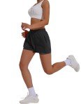 PINSPARK Women Exercise Shorts Quick Dry Tennis Shorts Lightweight Gym Athletic Running Shorts with Soft Liner Summer Basketball Shorts L Black