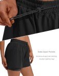 PINSPARK Women Exercise Shorts Quick Dry Tennis Shorts Lightweight Gym Athletic Running Shorts with Soft Liner Summer Basketball Shorts L Black
