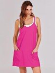 ANRABESS Women Athletic Dress Summer Tennis Workout Active Sports Mini Romper Dress Built in Shorts Travel Vacation Clothes Hot Pink Medium