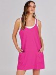 ANRABESS Women Athletic Dress Summer Tennis Workout Active Sports Mini Romper Dress Built in Shorts Travel Vacation Clothes Hot Pink Medium