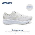 Brooks Women’s Ghost 16 Neutral Running Shoe - White/White/Grey - 8.5 Medium