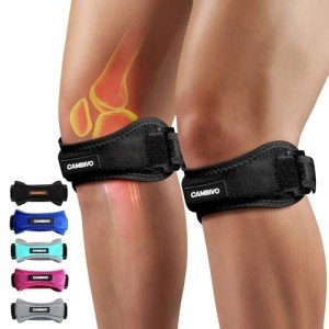 CAMBIVO 2 Pack Knee Braces for Women and Men, Patella Knee Support Strap, Basketball, Running, Hiking, Volleyball, Tennis, Squats (Black)