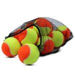 ZHUOKECE Tennis Balls, 12 Pack 50% Low Compression Stage Tennis Ball for Beginners Youth Kids Training Practicing with Mesh Bag for Easy Transport (Orange)