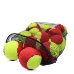 ZHUOKECE Tennis Balls, 12 Pack 25% Low Compression Stage Tennis Ball for Beginners Youth Kids Training Practicing with Mesh Bag for Easy Transport (Red)