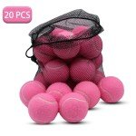 SHYUJAJIE Tennis Balls, 20 Pack Training Tennis Balls,High Elasticity Practice Tennis for Beginner, Exercise Playing Balls for Pet Dog (Pink)