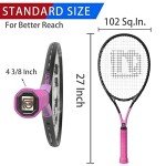 LUNNADE Adults Tennis Racket 27 Inch, Shockproof Carbon Fiber Tennis Racquet Light-Weight, Pre-Strung and Regrip, Suitable for Beginners to Intermediate Players