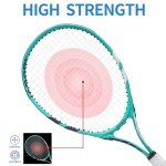 Tennis Racket for Kids 23'' Kid's Tennis Racquet Set of 2-2 Chird Tennis Rackets with 3 Balls,2 Grips,2 Vibration Dampers-Gray and Green