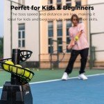 680BH 2 in 1 Baseball & Tennis Ball Launcher Machine, Adjustable Launching Angle, Speed and Interval, Auto Swing Function, Powered by Battery or AC Adapter, Ball Holder Extendable, for Kids
